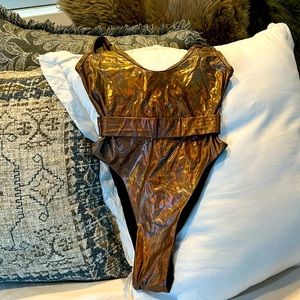 House of CB | TIGERS EYE IRIDESCENT AMBER ONE PIECE SWIMSUIT